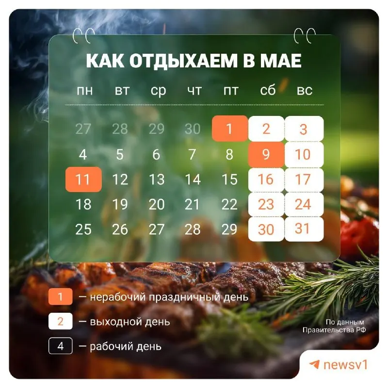 В России с 9 по 11 мая официально установлены нерабочие дни, приуроченные к празднованию Дня Победы.