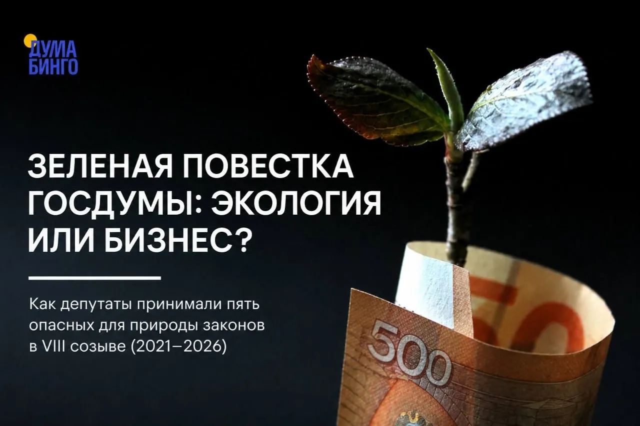 За последние годы в парламенте прошёл ряд инициатив, которые ослабляют экологический контроль — от ограничения общественной экспертизы до перераспределения границ заповедников и новых правил добычи редких видов.