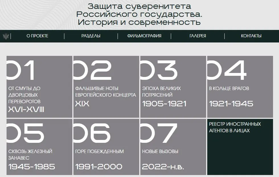 Министерство юстиции запустило сайт с онлайн‑версией выставки, охватывающей периоды от XVI века до наших дней; отдельный раздел посвящён людям и организациям, которых ведомство признало иностранными агентами.