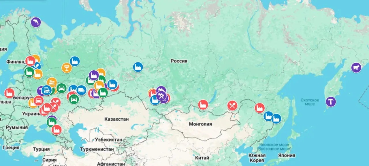 Исследователи составили интерактивную карту с отмеченными случаями остановок производств, массовых увольнений и задержек зарплат — с начала 2026 года проблемы охватили всю страну.